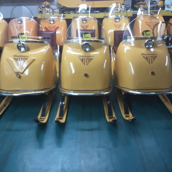 Vintage Bombardier Ski-Doo Snowmobiles Displayed in Garage - Skidooman from Orillia