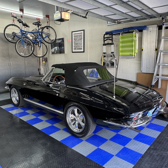 Organized garage with classic car and bike storage - Tom from IN