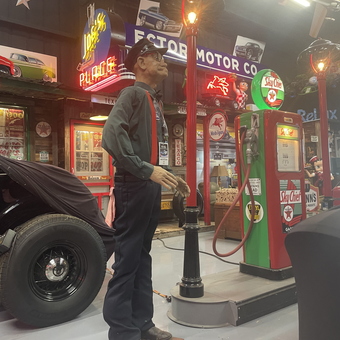 Vintage Gas Pump Decor and Attendant Statue - Joe West from Abilene, TX
