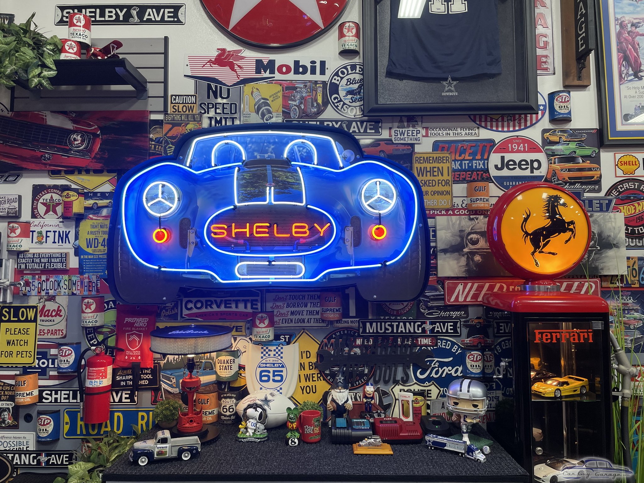 Shelby Neon Sign, Ferrari Globe, and Garage Decor - Scott