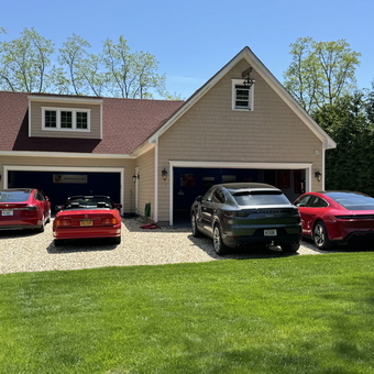 Four Sports Cars Parked Outside Spacious Two-Car Garage - VinceF from Southold, NY