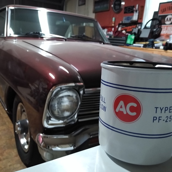 Classic Car and AC Oil Filter in Garage - Steve from Antelope, CA