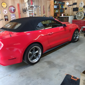 Organized Garage With Red Convertible and Wall Storage - scarrico55 from ruston, LA