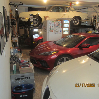 Organized Garage with Car Lift, Sports Cars, and Storage - Tony C. from Leland, NC