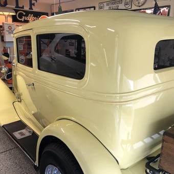 Classic Yellow Car with Gulf Signs and Decor - Jerry from Dayton, OH