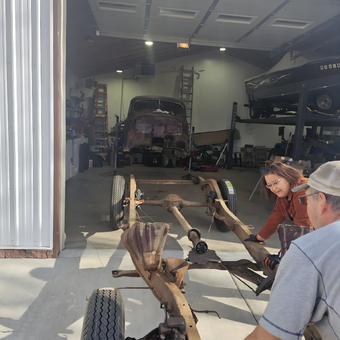 Classic Car Frame Restoration in Garage - 1941 chivy from Watford city, ND