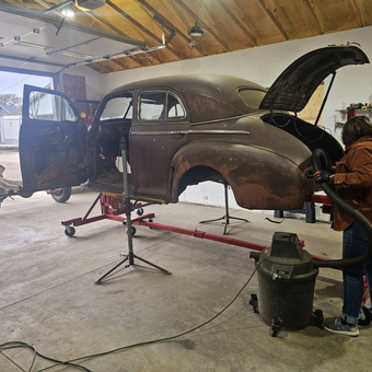 Classic Car Restoration with Rotisserie and Shop Vac - 1941 chivy from Watford city, ND