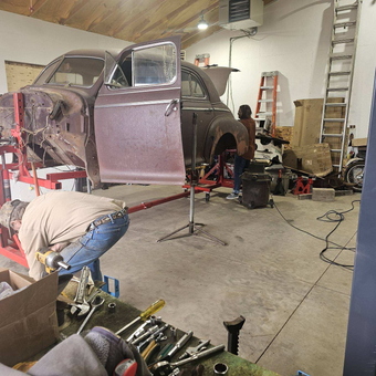 Classic car restoration with tools and lifts - 1941 chivy from Watford city, ND