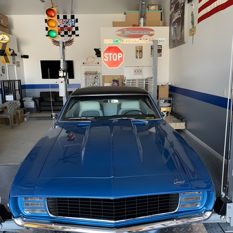 Classic Blue Camaro in Decorated Garage - Anonymous from Mesa, AZ