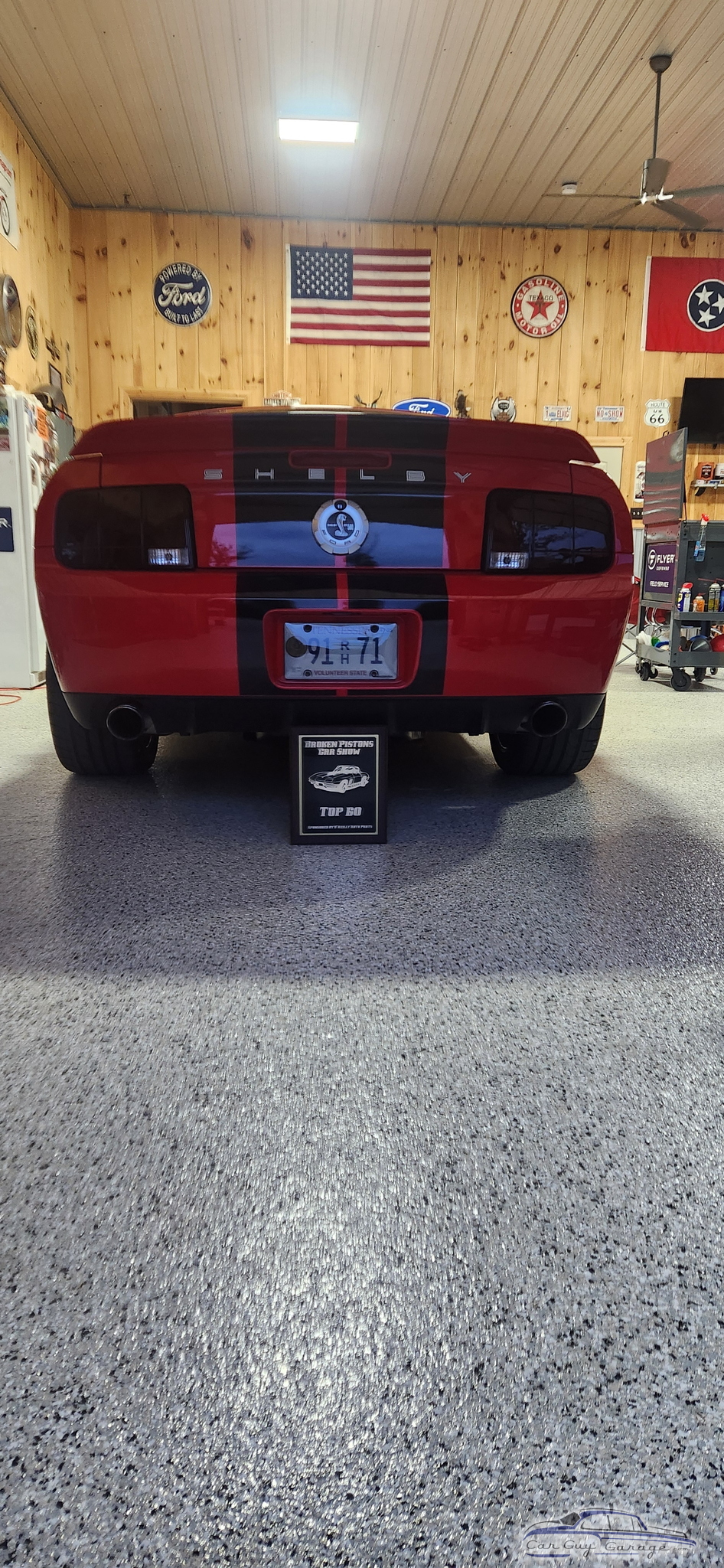 Shelby Mustang in Wood Panel Garage with Flags - Jeremy from CLARKSVILLE
