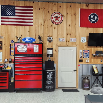 Custom Garage With Tool Chests, Decor, and Motorcycles - Jeremy from CLARKSVILLE