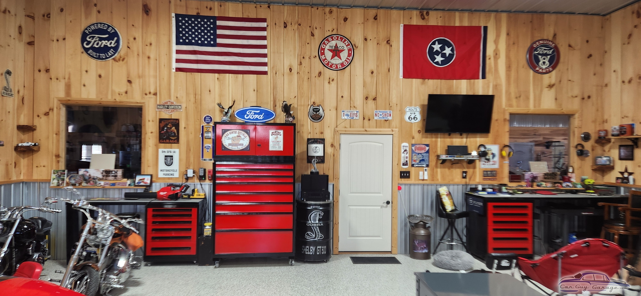 Custom Garage With Tool Chests, Decor, and Motorcycles - Jeremy from CLARKSVILLE