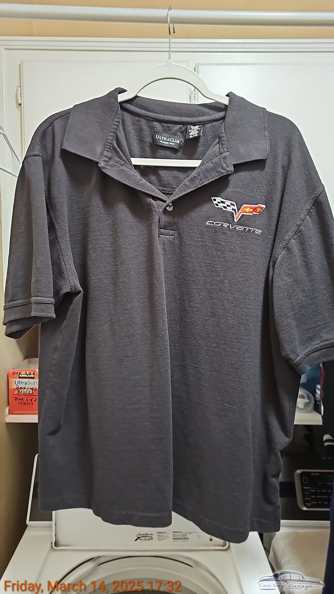 Black Corvette Polo Shirt with Embroidered Logo on Hanger