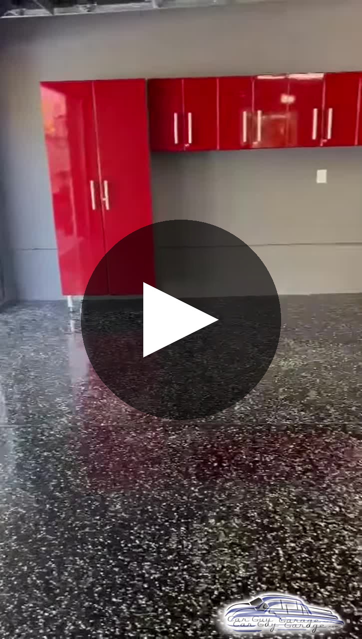 Modern garage with red cabinets and epoxy floor - user1744022315-455 53ff913a9e1c5deb30211adc51663c7d