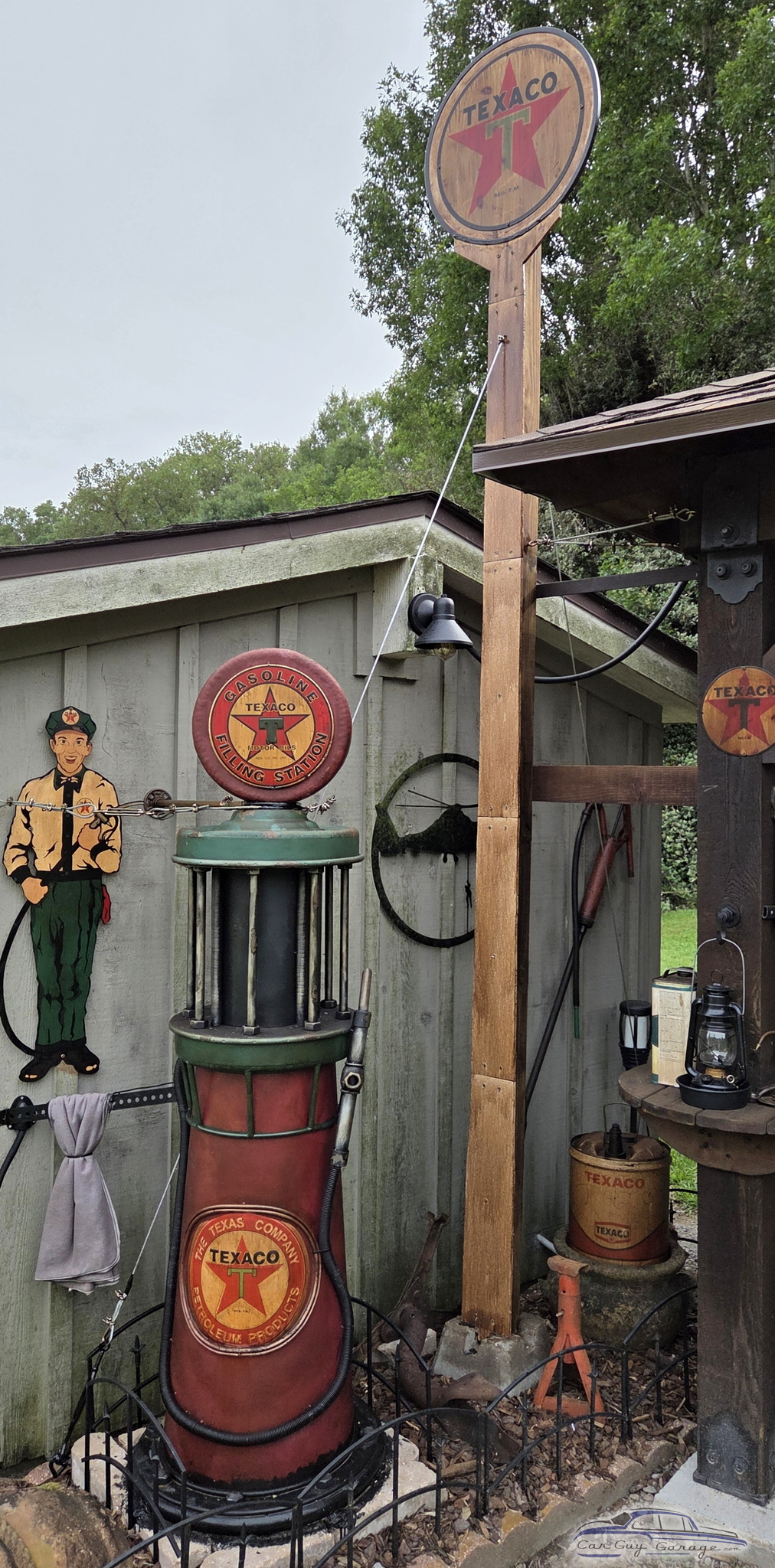 Vintage Texaco Gas Pump and Signs Outdoor Garage Display