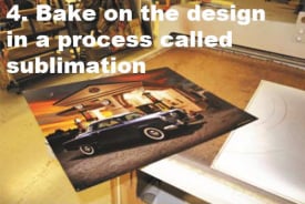 Bake on the design in a process called sublimation