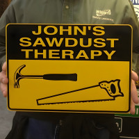 Personalized Aluminum Workshop Sign - Sawdust Therapy