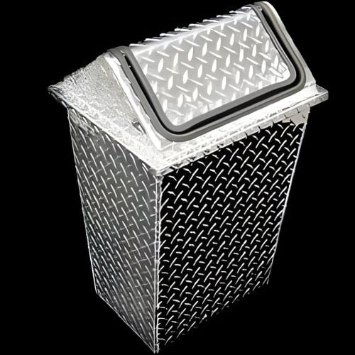 Diamond Plate Garbage Can with Revolving Lid