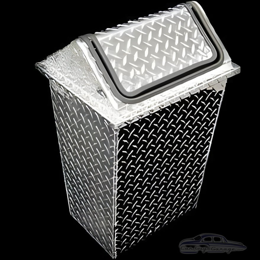 Diamond Plate Garbage Can with Revolving Lid