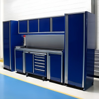 12-Foot All-Aluminum Garage Cabinet Set with Workbench and Tall Cabinets