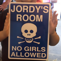 Personalized Aluminum Skull Room Sign - No Girls Allowed