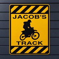 Personalized Motocross Dirt Bike Track Aluminum Caution Sign