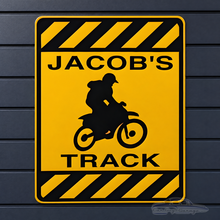 Personalized Motocross Dirt Bike Track Aluminum Caution Sign