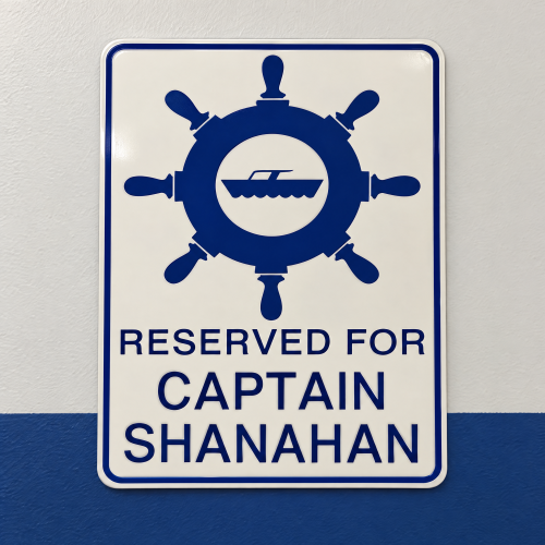 Personalized Parking Sign - Reserved for Captain Aluminum