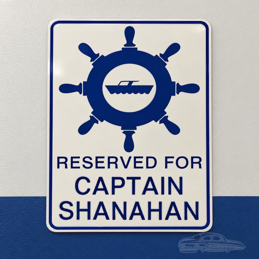 Personalized Parking Sign - Reserved for Captain Aluminum