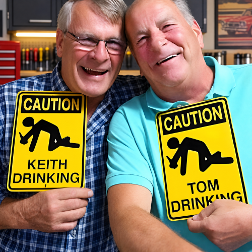 Personalized Caution Drinking Aluminum Bar Sign for Garages