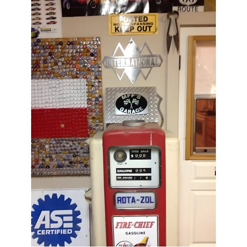 Diamond Plate Garage Flag Personalized Sign