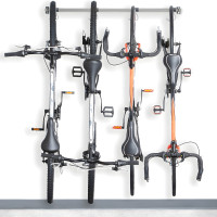 Vertical 4-Bike Wall Mount Garage Storage Rack with Sliding Hooks