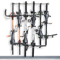 6-Bike Wall-Mounted Sliding Rail Garage Storage Rack