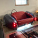 Metallic Silver Cobra with Red Leather Couch Metallic Silver Cobra with Red Leather Couch