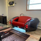 Metallic Silver Cobra with Red Leather Couch Metallic Silver Cobra with Red Leather Couch