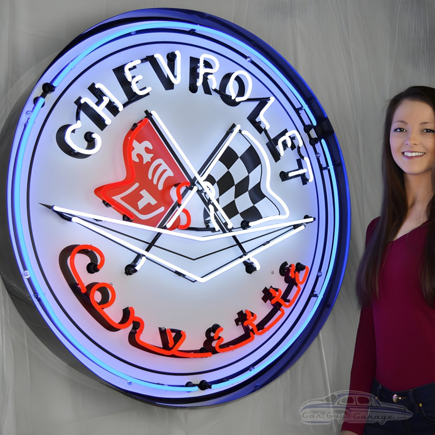 C1 Corvette Flags Neon Sign C1 Corvette Flags Neon Sign