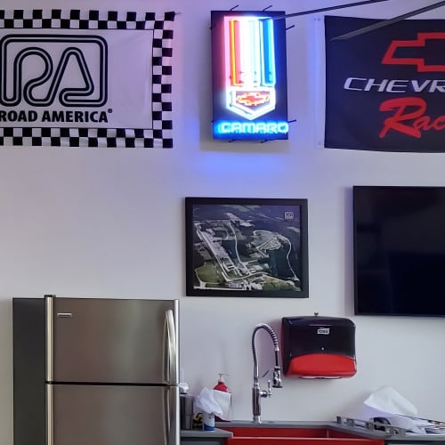 Camaro Red, White And Blue Vertical Neon Sign