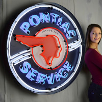 Vintage Style Pontiac Authorized Service Neon Sign - 36" Round