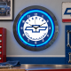 Chevrolet Neon Wall Clock - Genuine Blue Bowtie 15 Inch
