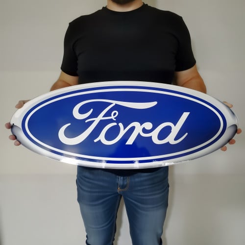 Official Ford Blue Oval Logo Metal Wall Sign - 14-Gauge Steel