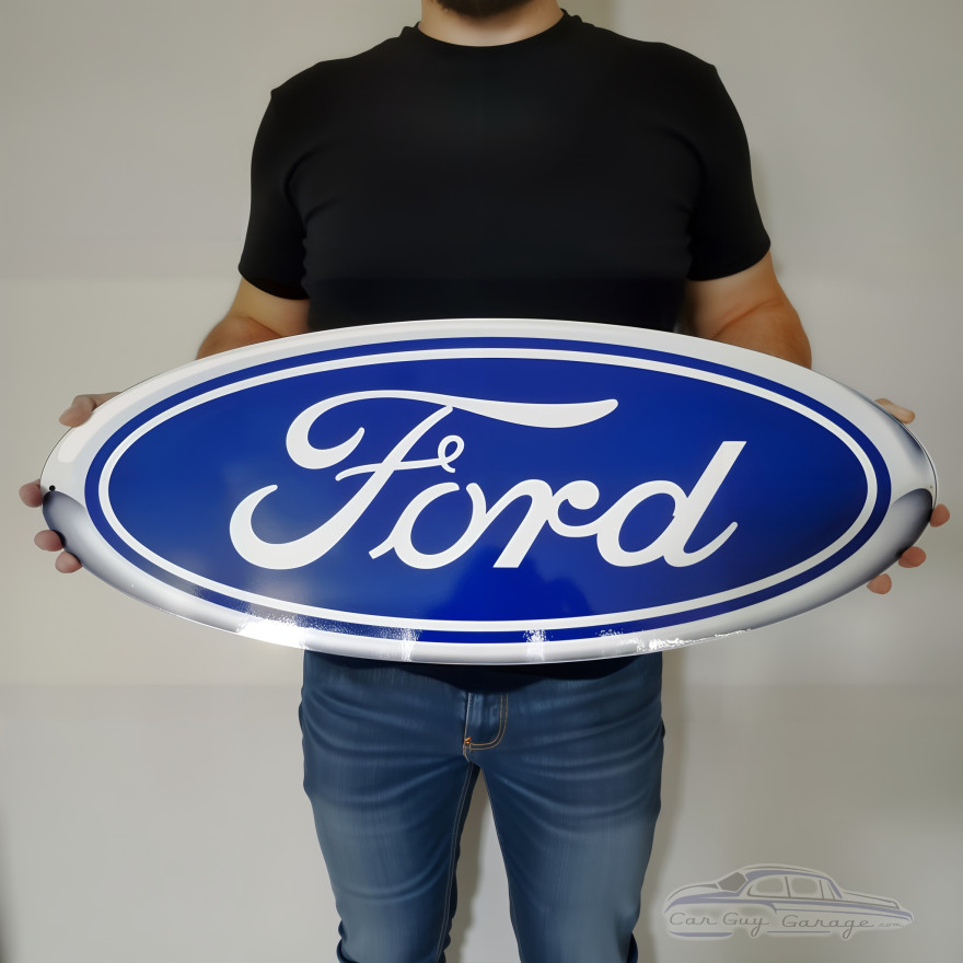 Official Ford Blue Oval Logo Metal Wall Sign - 14-Gauge Steel
