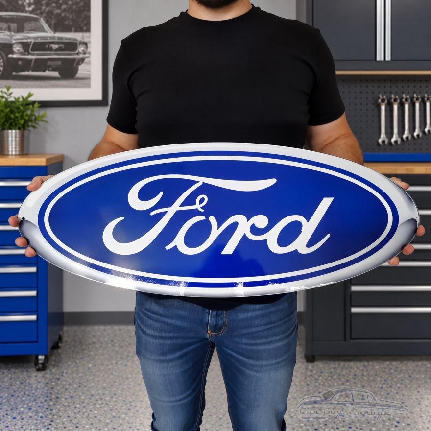 Official Ford Blue Oval Logo Metal Wall Sign - 14-Gauge Steel