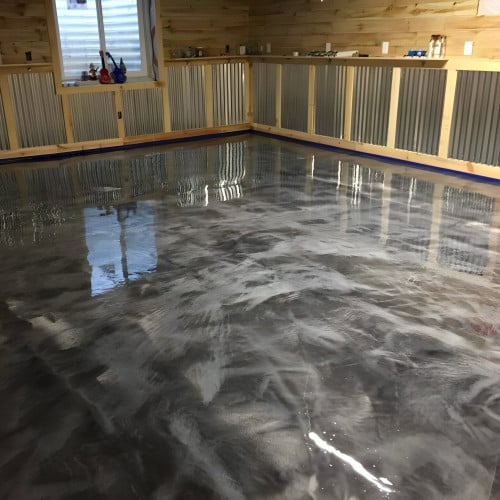 Storm Cloud Basecoat with Obsidian Silver Effects Metallic Epoxy