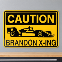 Personalized Caution Sign Open-Wheel Race Car Aluminum