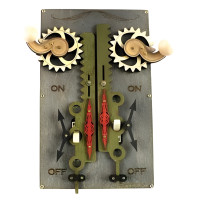 Gear Light Switch Cover - Gray Wood Double Toggle Plate