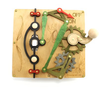Mechanical Wooden Gear Lever Light Switch Cover Plate, Single Toggle