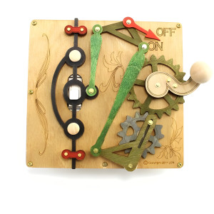 Mechanical Wooden Gear Lever Light Switch Cover Plate, Single Toggle