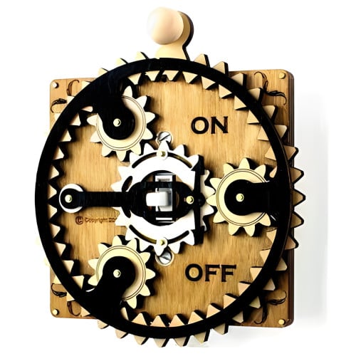 Tan Single Toggle Planetary Gear Light Switch Plate