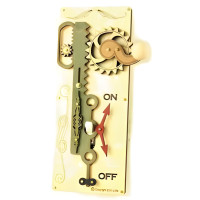 Natural Wood Gear Rack-and-Pinion Single Toggle Light Switch Plate