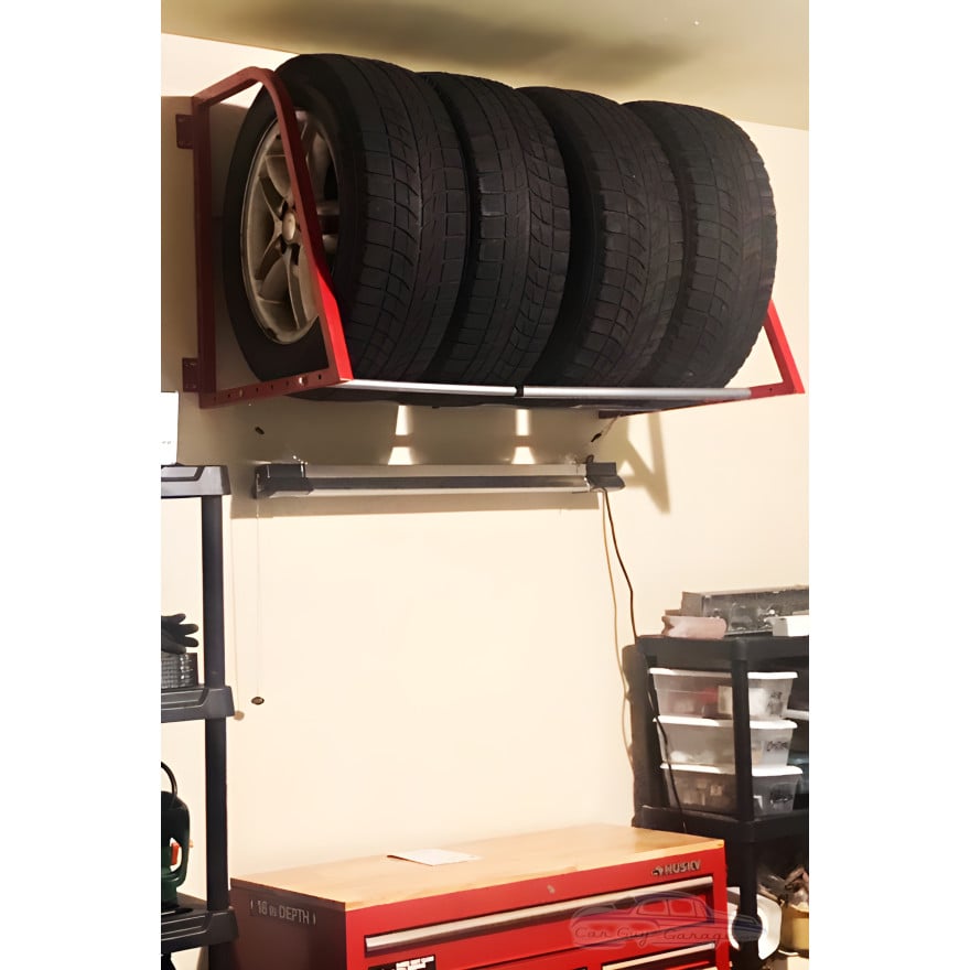 Red Wall Mounted Tire Rack Red Wall Mounted Tire Rack